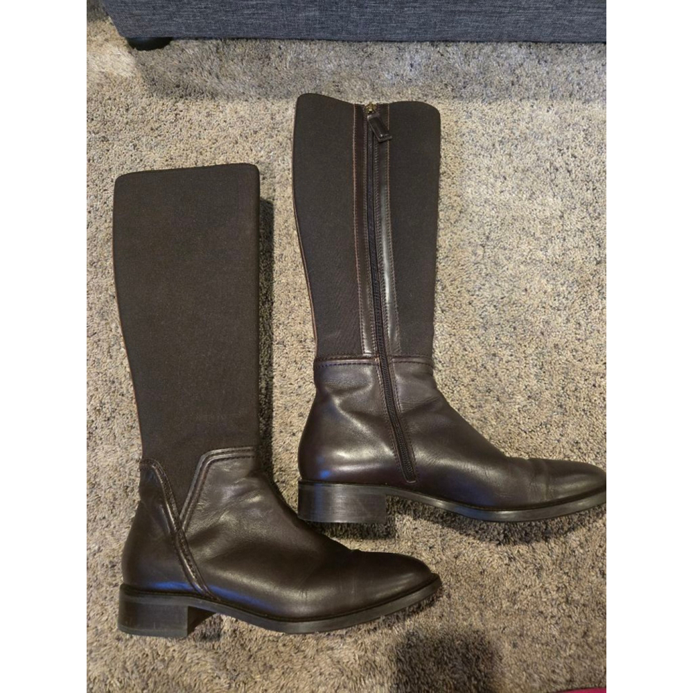 Women's Aquatalia Brown Leather Heeled Boots Size 8 - Picture 3 of 6